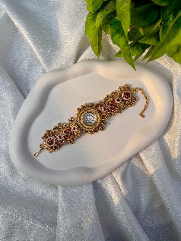 Royal Kundan Kashmiri Watch Bracelet