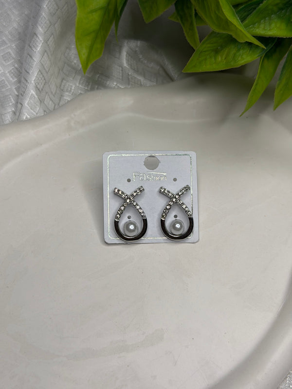 Crystal Pearl Loop Earrings