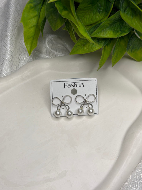 Infinity Bow Pearl Earrings