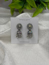Black Floral Crystal Jhumka Earrings