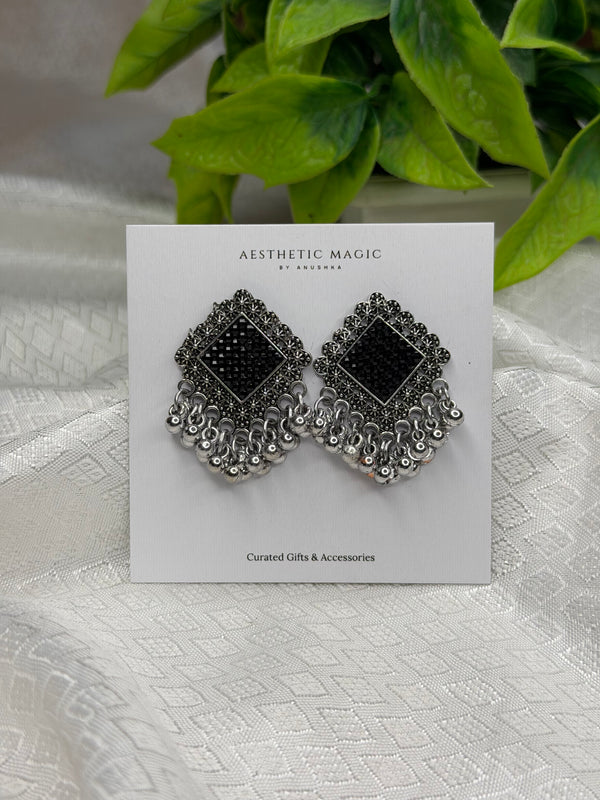 Midnight Stone Work Earings