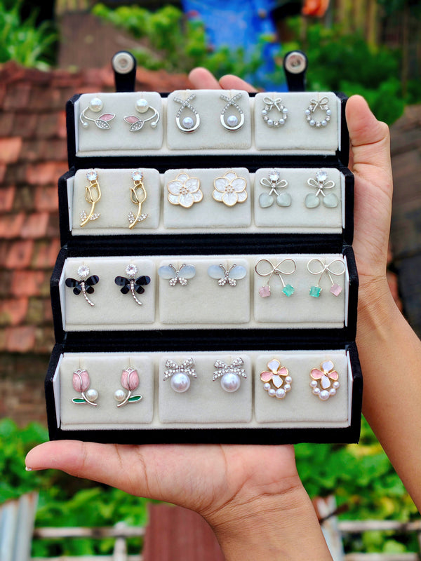 12 Pair Premium Korean Style Stud Earrings Collection