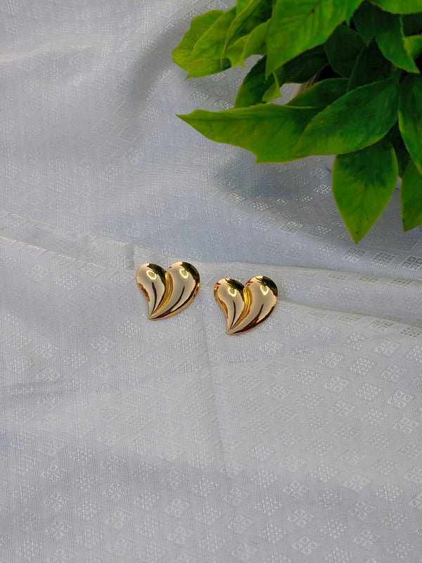 Anti Tarnish Polished Gold Heart Studs