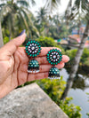Pretty Green Floral Statement Jhumka