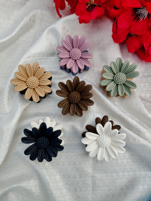 Elegant Floral Blossom Hair Claws - Dual Tone Pastel Matte Collection