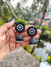 Pretty Black Floral Statement Jhumka