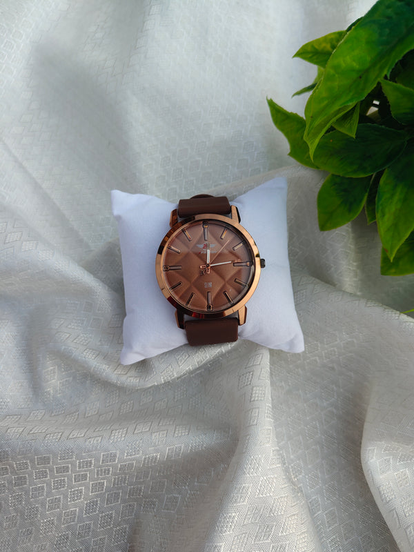 X-Factor Elegant Copper Textured Dial Watch