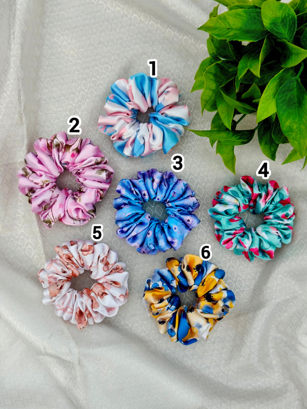 Printed Satin Scrunchies