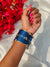 Trendy Kashmiri Glass Bangle Set with Golden Ghungroo - Blue