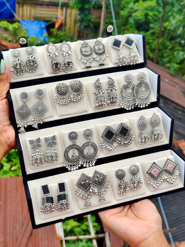 16 Pair Mixed Oxidised Earrings Set
