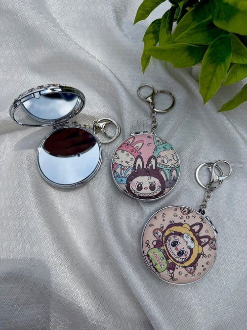 Labubu Pocket Mirror With Keychain