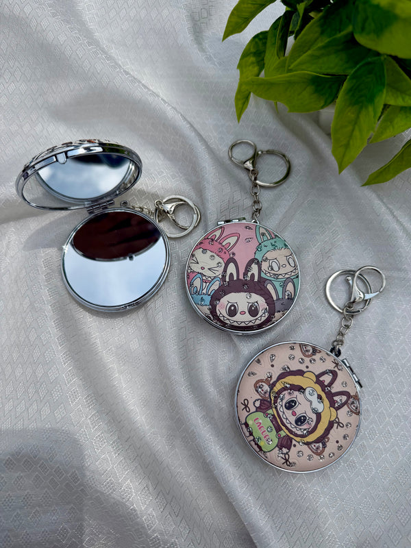 Labubu Pocket Mirror With Keychain