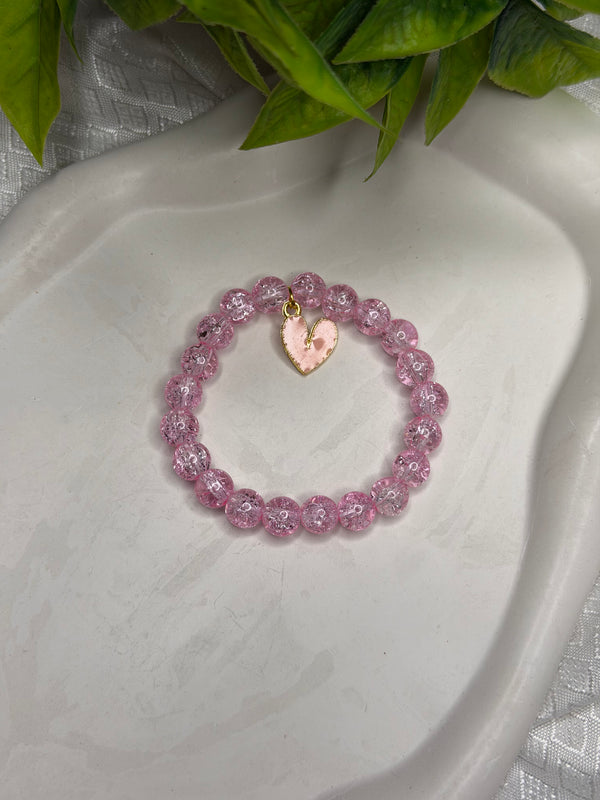 Pink Crackle Beads Bracelet