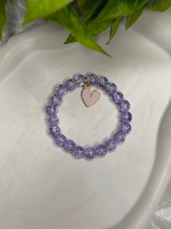 Purple Crackle Beads Bracelet