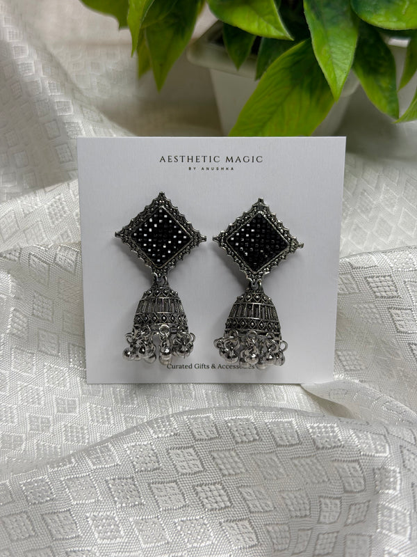 Black Mirror Jhumka Earrings