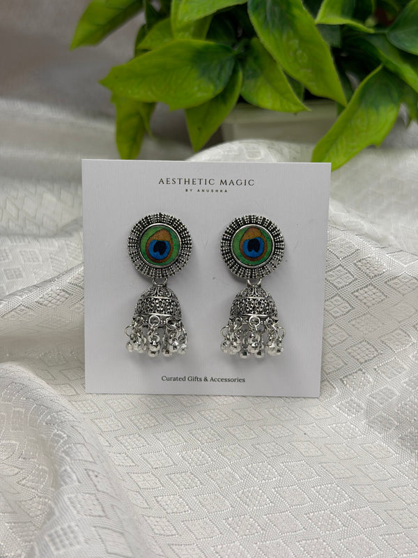 Peacock Feather Jhumka Earrings