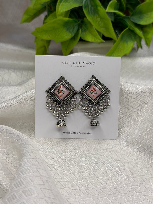 Ethnic Pink Diamond Jhumka Earrings