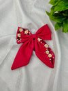 Mini Daisy embroidery bow clips