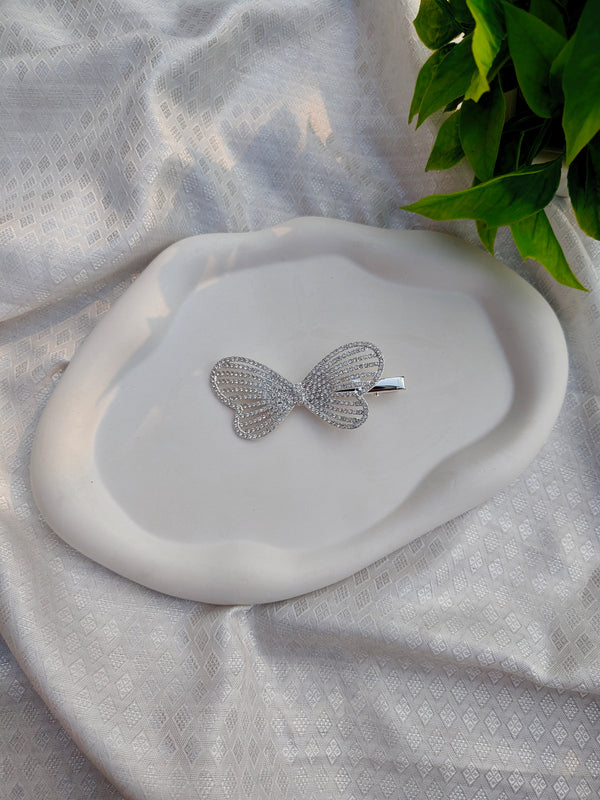 Sparkling Crystal Ad Stone Bow Barrette