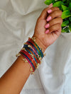 Trendy Kashmiri Glass Bangle Set with Golden Ghungroo - Multicolor