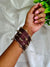 Trendy Kashmiri Glass Bangle Set with Golden Ghungroo - Wine