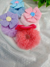 Furry Floral Soft Plush Flower Scrunchie