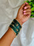 Trendy Kashmiri Glass Bangle Set with Golden Ghungroo - Emerald Green