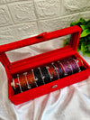 Red Velvet Kashmiri Bangles Box (Silver Ghungroo)