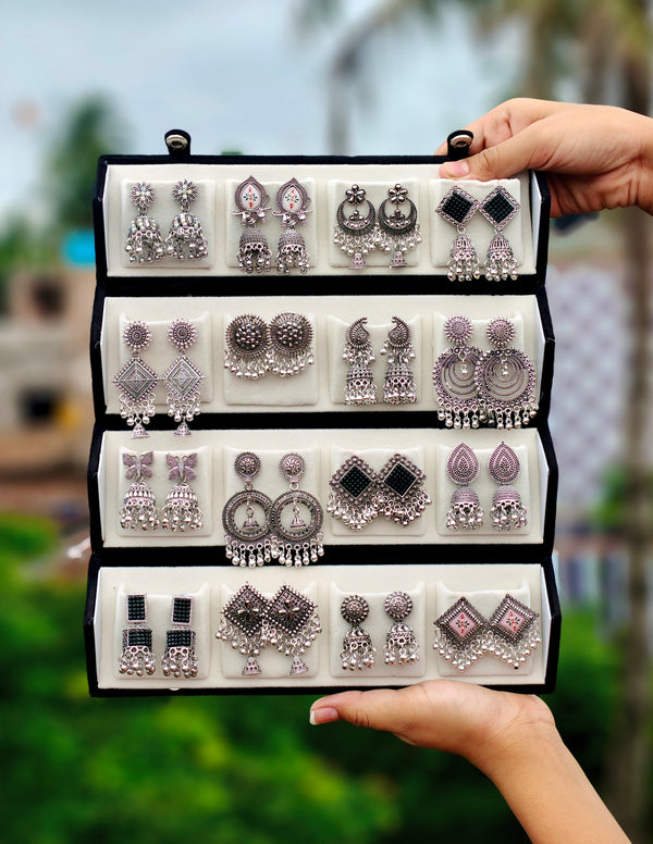 16 Pair Mixed Oxidised Earrings Set
