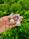 Enamel Peacock Design Silver Jhumka Earrings